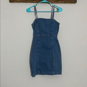 Denim fitted mini dress